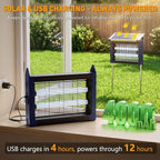 Solar Bug Zapper Outdoor, 4500V Solar Mosquito Zapper for Outdoor & Indoor, 1/2 Acre Coverage Cordless Rechargeable Electric Fly Zapper, IPX5 Waterproof Mosquito Traps for Backyard, Patio, Camping