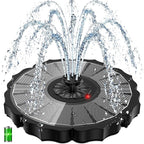 Yzert Solar Fountain with 2000mAh Battery & Innovative Indicator Works in Cloudy Day, 3.5W 2026 Glass Solar Water Fountain Pump Flower Shape with 7 Nozzles for Bird Baths, Ponds, Outdoors (Black)