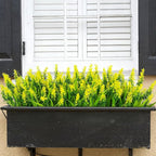 Bassion 24 Bundles Artificial Flowers for Outdoors, Fake Lavender Flowers with Monkey Grass UV Resistant Plastic Faux Plants for Outside Hanging Planter Window Box Garden Patio Front Porch Home Decor