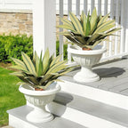Artificial Agave Plant Outdoor 22” Tall, Large UV Resistant Fake Agave Plants with 23 Pre-Dusted Leaves, Faux Succulents Plant for Home Front Porch Patio Garden Yard Indoor Decor 2Pack