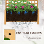 Outsunny Wood Planter with Trellis, Raised Garden Bed for Climbing Plants with Drainage Holes and Roof, 35.5 x 17.75 x 72 Inch, Pack of 2, Yellow