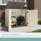 Suncast 3 Pack 34 Cu Ft Capacity Horizontal Outdoor Storage Shed for Garbage Cans, Garden Accessories, Backyard, and Patio Use, Vanilla