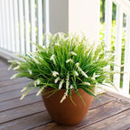 Artificial Fake Outdoor Plants Flowers for Summer Decoration,10 Bundles Faux Plastic Tall Monkey Grass Greenery UV Resistant Realistic for Home Outside Planter Window Porch Patio Garden-White
