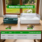 Turtle Tank Kit with 3-Stage Filter, Basking Platform & Heat Lamp - Complete Turtle Aquarium Habitat for Water Turtles, Enclosure or Hermit Crab Tank, Easy Drain Starter Kit Green, 25.9Inch