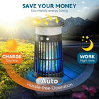 Solar Bug Zapper Outdoor, 5-in-1 Mosquito Zapper 4200V w/Flame Light & RGB Mode, Waterproof Portable Fly Zapper, Electric Cordless Fly Insect Mosquitoes Trap Killer for Patio Yard Camping RV Indoor