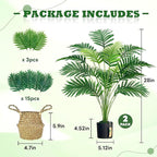 Der Rose 2Pcs Fake Palm Tree 28Inch Large Fake Potted Faux Areca Palm Plant with Hand-Woven Baskets with Handles for Indoor Outdoor Home Office Porch Balcony Bedroom Decor