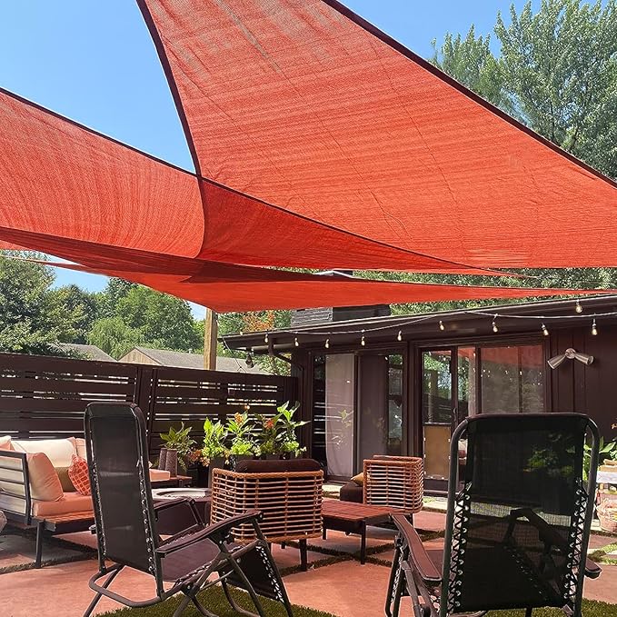 LOVE STORY Custom Size 16'x16'x22.6' Terra Red Sun Shade Sail Right Triangle Sunhsade Fabric Awning Canopy for Patio Backyard Carport Pergola (Customized)