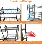 Garden Tool Organizer with Wheels for Garage, Freestanding Garage Tool Organizer, Yard Tool Holder, Garden Tool Cart for Long Handled Tools,Rakes, Brooms, Yard Storage Rack for Shed, Indoor, Outdoor