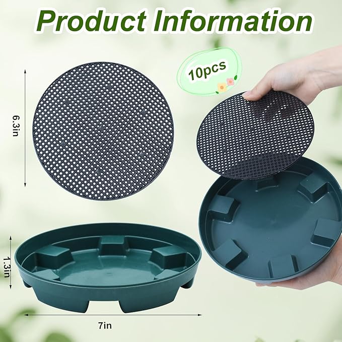 Wenfan 10 Set Invisble Hanging Basket Insert 7”Hang Basket Drip Pan 3-in-1 Plant Saucers Trays Plastic Water Catcher Tray Self Watering Planter Insert Plant Auto Watering Devices for Hanging Basket
