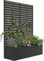 Metal Raised Garden Bed with HDPE Trellis, 45"x16"x59" Planter Box for Vegetables & Climbing Plants, Outdoor HDPE Privacy Screen Planter with Drainage Holes for Patio, Backyard, Garden
