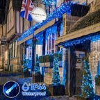 JMEXSUSS 150 LED Blue Christmas Lights Indoor Outdoor, Connectable 59 ft String Lights Plug in, 8 Modes Blue Twinkle Fairy Lights for Bedroom Patio Party Tree Christmas Decorations