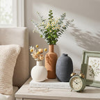 Ceramic Vase Set, Rustic Distressed Large Flower Vases in Pottery Decor, Modern Boho Farmhouse Decor for Pampa Grass, Dried & Fresh Flower, Decorative Vase for Living Room, Kitchen, Entryway, Rust Red