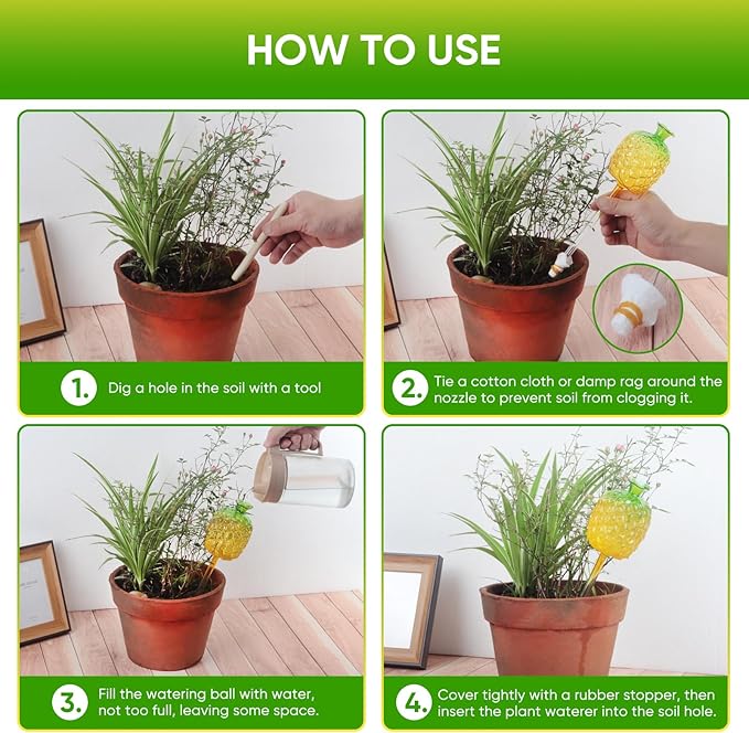 DDMY Plant Watering Globes, 270ML Large Capacity Self Watering Planter Insert for Indoor & Outdoor Plants Self Plant Watering Devices for Plant Lovers, Glass Watering Globes for Everyday Use (3 Pack)