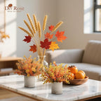 Der Rose 3 Pack Mini Potted Fake Plants Artificial Plastic Eucalyptus Plants Topiaries for Home Office Desk Farmhouse Shelf Room Bathroom Decor(Orange)