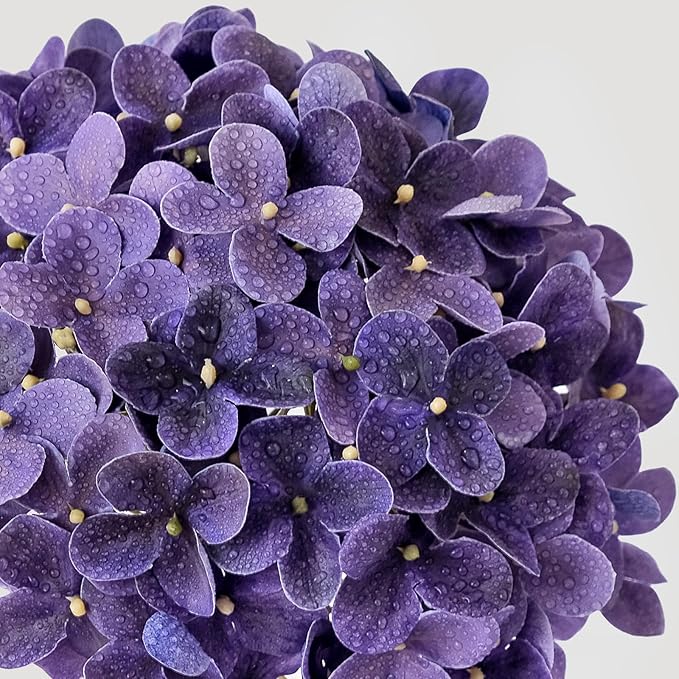 ZYTUYO 20 inches 4 Pcs Violet Purple Real Touch Hydrangea Artificial Flowers Boho Lifelike Real Looking Latex Hydrangeas Flower with Long Stem for Home Decor Spring Table Centrepiece