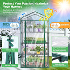 Mini Greenhouse for Outdoors Indoor: 27 x 19 x 62-Inch Ohuhu Small Green House with 4 Tier Shelves, Portable Plastic Greenhouses with Heavy Duty Transparent PVC Cover for Seedling Patio Porch Balcony