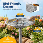 VIVOHOME Bird Bath for Outside, Polyresin Pedestal Bird Baths for Outdoor, Garden, 28 Inch Height Weather-Resistant Birdbaths with 20" Bowl, Gray