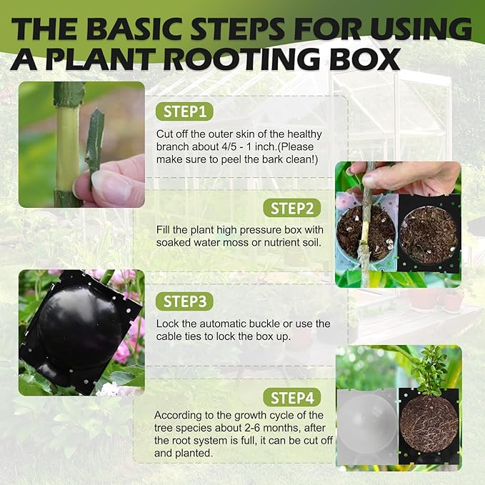 Tree Root Growing Box, Air Layering Pods Propagation Kit, Reusable Half Transparent Plants Asexual Reproduction Grafting Ball with Zip Ties for Fast Propagation Plants (6pcs Meidum + 6pcs Large)