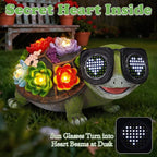 Solar Turtle Garden Decor Statue - Turtle Garden Statues with Love LED Lights,Outdoor Figurine Decorations for Outside Yard, Lawn, Patio, Porch, Balcony, Unique Birthday Gifts for Mom Women Grandma