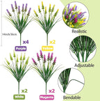 N&T NIETING 10 Bundles Artificial Plants Outdoor Fake Monkey Grass with Flowers for Pot Garden Verandah Decor Plastic Greenery for Window Office Patio Hanging Planter Pathway Front Porch (Mix color 2)
