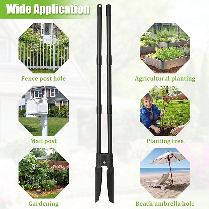 Post Hole Digger 4.5FT Heavy Duty Hole Digger with Dual Sharp Blades Professional Manual Hole Digger Tool for Gardening Transplanting Fence Installation Construction