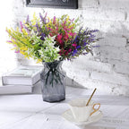 Xinnun 24 Bundles Flowers Outdoor Plants Fake Lavender Plant Artificial Greenery Decoration UV Resistant Plastic Faux Flowers for Home Garden Porch Courtyard Outdoor Indoor