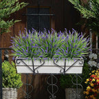 Artificial Fake Outdoor Plants Flowers for Decoration,10 Bundles 16.5" UV Resistant Plastic Tall Realistic Faux Monkey Grass Greenery Stems for Home Outside Planter Window Porch Patio Garden-Purple
