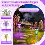 Qualirey 12 Pack Solar Bug Zapper Outdoor Waterproof Mosquito Repellent Killer Bug Zapper Lamp with LED Light for Outdoor Garden Patio Yard (Purple and Colorful Light,Silver)