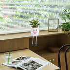 Fake Plant Mini Potted Succulents with Hanging Leg White Cute Pot Creative Artificial Succulent Plants in Funny Pot Faux Succulents for Home Office Shelf Desk Decor and Gift Choice