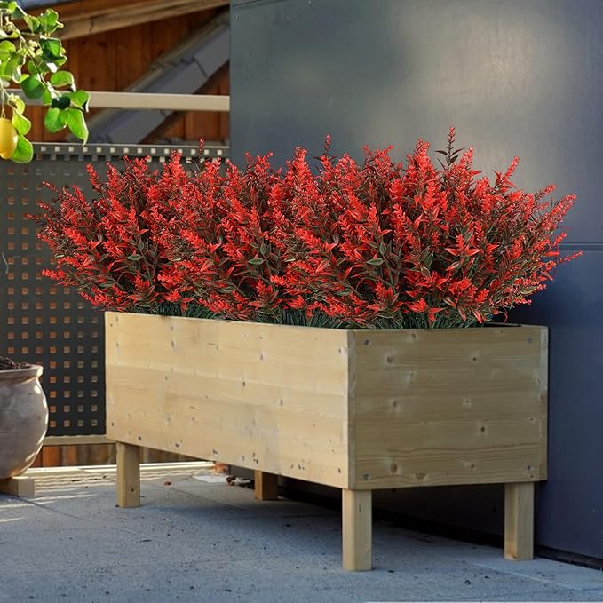 Fall Decoration, Artificial Fake Outdoor Plants Flowers, 36 Bundles Faux Fall Orange Flower for Planter Pot UV Resistant Look Real for Outside Porch Home Patio Garden Window Box Decoration(Orange)