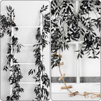 RECUTMS Artificial Hanging Willow Leaves Vine Twigs 2Pcs 5.7Ft Halloween Black Leave Garland Fake Silk Willow leaf Ivy Faux Greenery Plant for Indoor Outdoor Jungle Birthday Fall Christmas Party Decor