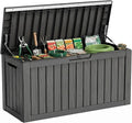 86 Gallon Deck Box, Lockable Waterproof Outdoor Storage Boxes For Garden Tools,Indoor Cushions,Accessories Outside Storage Resin Weatherproof Container(Black)