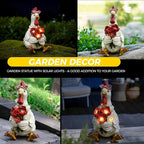 Solar Chicken Garden Decor with LED Light (5" W x 5.5" L x 8.5" H) – Cute Outdoor Hen Statue for Yard Patio Lawn, Chicken Outdoor Decor, Solar Yard Decoration, Housewarming Gifts