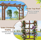 Giantex 7FT Wood Garden Arbor Trellis, Wooden Wedding Arch for Ceremony Party, Outdoor Archway Pergola for Climbing Plants, Pathway, Yard, Garden Decor, Easy Assembly (Dark Brown, 55''W x 85''H)