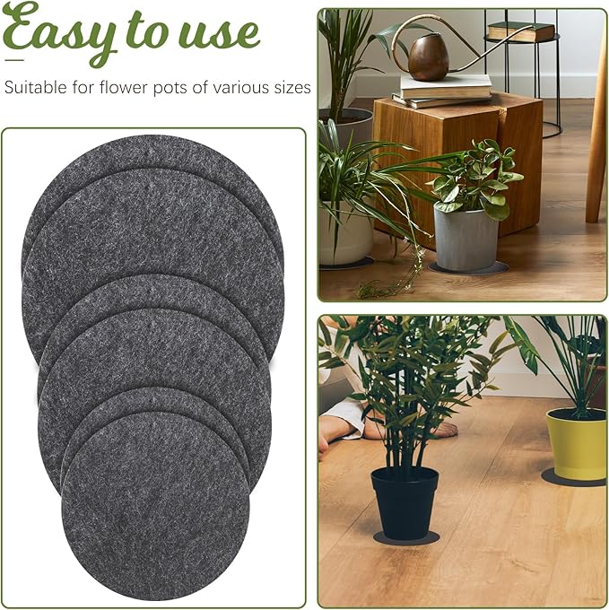 Plant Coasters, 6 PCS 3 Sizes Round Plant Saucers Felt Plant Mat Reversible Fabric Coaster Mat Absorbent Waterproof Plant Pot Saucers for Gardening Indoors Outdoor Pots, DIY Craft Supplies(4”, 6”, 8”)