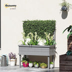 Outsunny Raised Garden Bed with Trellis for Climbing Plants, Vegetable, Grape Vines, Elevated Planter Box with Legs, Drainage Holes and Filter for Outdoor Garden, Patio, Gray