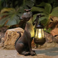 IVCOOLE Outdoor Cat Statues Solar Garden Decor : Cat Figurine with Bird Decor,Unique Garden Art for Porch Patio Balcony Yard Lawn Ornaments - Birthday Housewarming Gifts for Grandma Mom Women