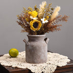 Quoowiit Ceramic Rustic Farmhouse Vase, Distressed Decorative Flower Vases for Home Decor, Ideal Shelf Decor, Boho Vase for Living Room Bedroom Kitchen Office Centerpiece Table Decorations