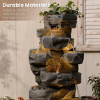 Sunlinua 58" H Outdoor Water Fountain with 7 Tiers New Upgraded Large Cascading Realistic Rock Waterfall Fountains with Lights Outdoor Water Fountain for Garden Patio Backyard Porch Home Decor