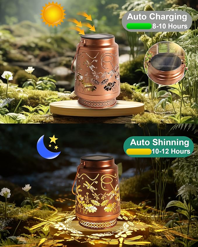 Dragonfly Gifts for Women Solar Lantern Dragonfly Decor Birthday Gifts for Women Mom Grandma Sister Friend Mothers Day Gifts Garden Decor Metal Solar Lights Outside Decor for Backyard Patio Deck Porch