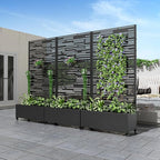Casaphoria Metal Raised Garden Bed with Trellis and Wheels, 72"x35"x16" Planter Box for Climbing Plants, Vegetables & Vines, Features Drainage Holes and Privacy Screen (Black-Shine)