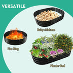 YSEJOMP 6X3X1 FT Oval Galvanized Metal Garden Raised Bed/Plant Box for Planting,36 Inches Diameter Iron Fire Pit Ring,Small Animal Fence-3 in 1 Modular Design in Black (Black, 72X36X11.5 Inches)