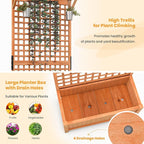 Giantex Raised Garden Bed with Trellis & Roof, 72.5" Wooden Garden Bed, High Trellis for Plant Flower Climbing Pot Hanging, Indoor & Outdoor Planter Box for Yard, Garden, Balcony
