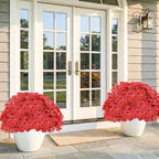 22 Pack Artificial Flowers Outdoor Fake Plants, Faux Flowers UV Resistant with Plastic Plants, Faux Silk Flowers for Outdoors Outside Front Porch Hanging Planter Window Box Garden Decoration(Red)
