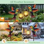 2 Pack Solar Lights Outdoor Waterproof Hummingbird Decorative, 31in Metal Hummingbird Garden Stakes with Solar Lanterns for Yard Art Outside Patio Porch Lawn, Gifts for Women Mom Grandma Mother's Day