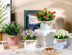 Der Rose 4 Pack Fake Flowers Small Artificial Faux Plants Indoor Summer Spring Decor for Centerpiece Table Decorations Home Office Desk Wedding Apartment Decor