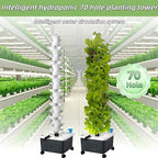 Vertical Hydroponics Growing System,Aeroponic Grow Tower for Herbs, Fruits and Vegetables 14 Layer 70 Plants Sites with Movable Water Tank Hydrating Pump, Timer, Adapter
