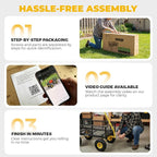 Sekey 600lbs Steel Mesh Garden Cart for Patio & Backyard, Utility Wagon with Removable Sides (Convertible Flatbed), 10" Rubber Tires, Black