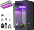 Grow Tent Complete Kit 300W LED Grow Light Full-Spectrum Indoor Hydroponics 32"X32"X63" Grow Tent 4" Ventilation Kit with Hangers,Hygrometer, Shear, Timer,Trellis Netting Full Setup