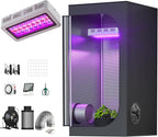 Grow Tent Complete Kit 300W LED Grow Light Full-Spectrum Indoor Hydroponics 32"X32"X63" Grow Tent 4" Ventilation Kit with Hangers,Hygrometer, Shear, Timer,Trellis Netting Full Setup